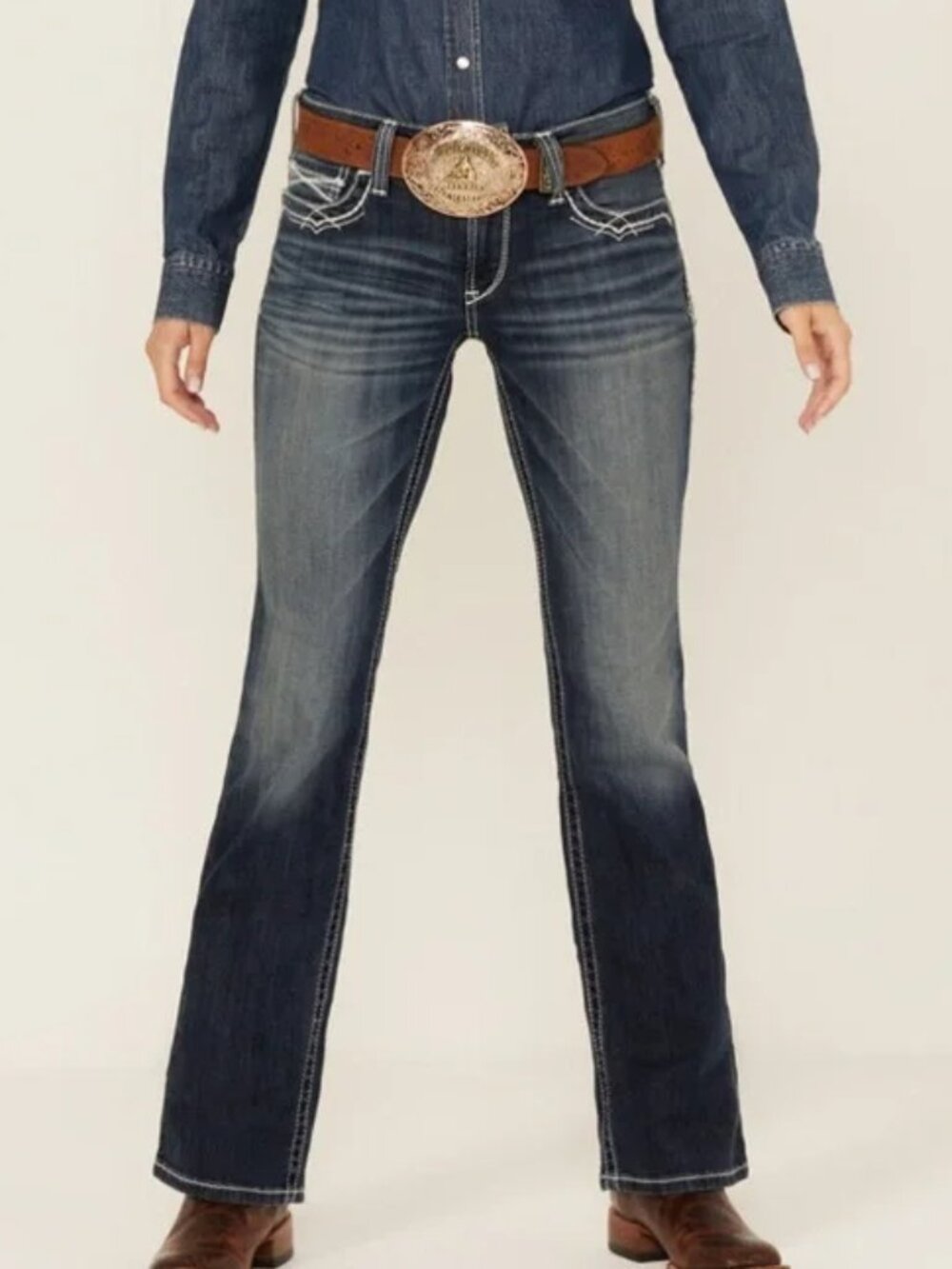 Ariat Real Denim Mid Rise Bootcut Jeans Women Size 20W Long Stretch Western NEW